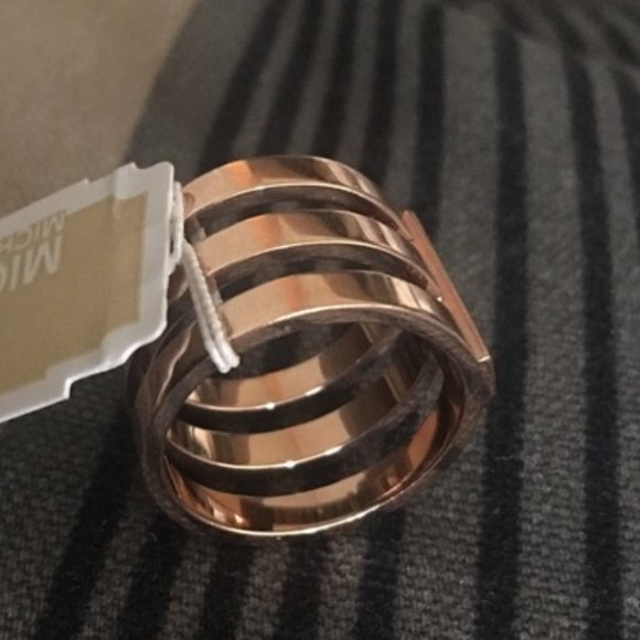 Rose Gold Michael Kors Tri Stack Open Bar Ring - Picture 6 of 8